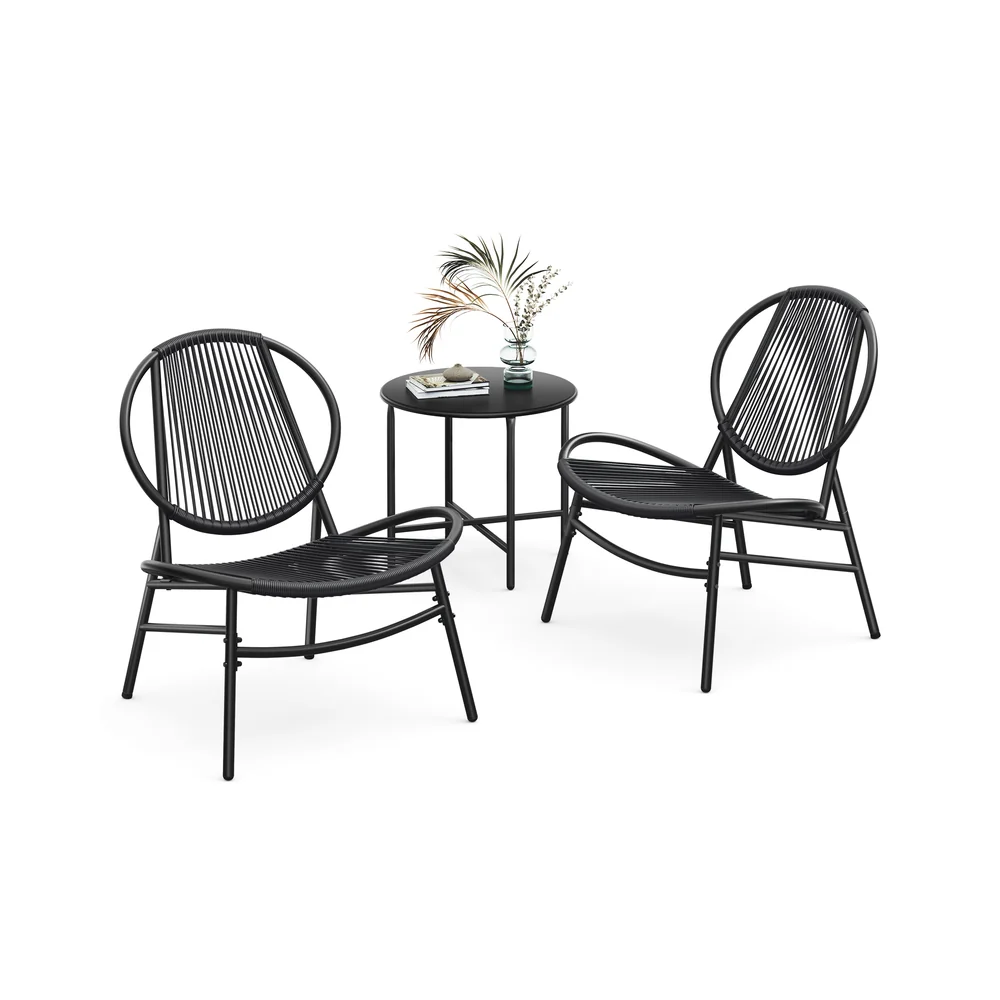 Ensemble salon de jardin 1 table 2 chaises
