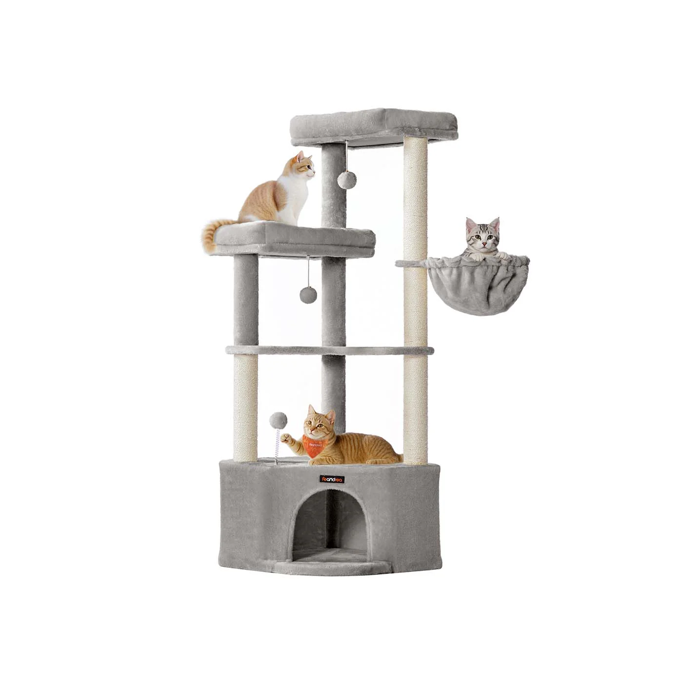 Arbre à chat avec niche hamac plateformes et jouets amusants