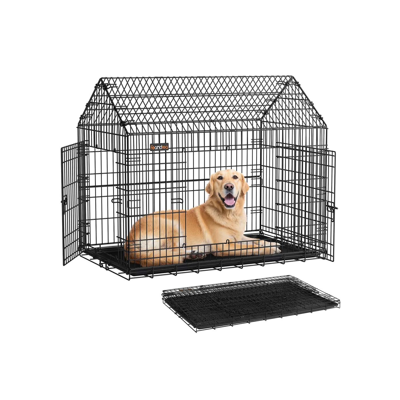 Cage pour chien pliable avec double porte facile Ă transporter