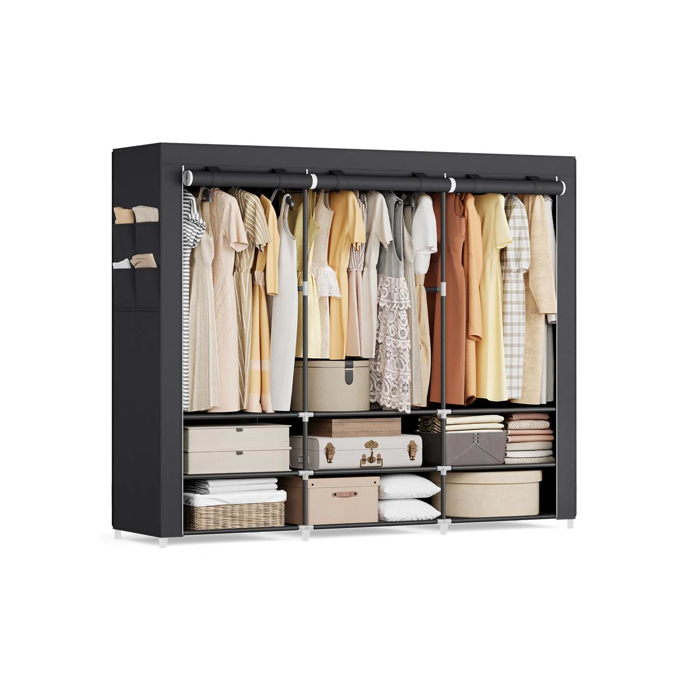 Armoire de rangement avec housse 45 x 127 x 176 cm gris - Image 3