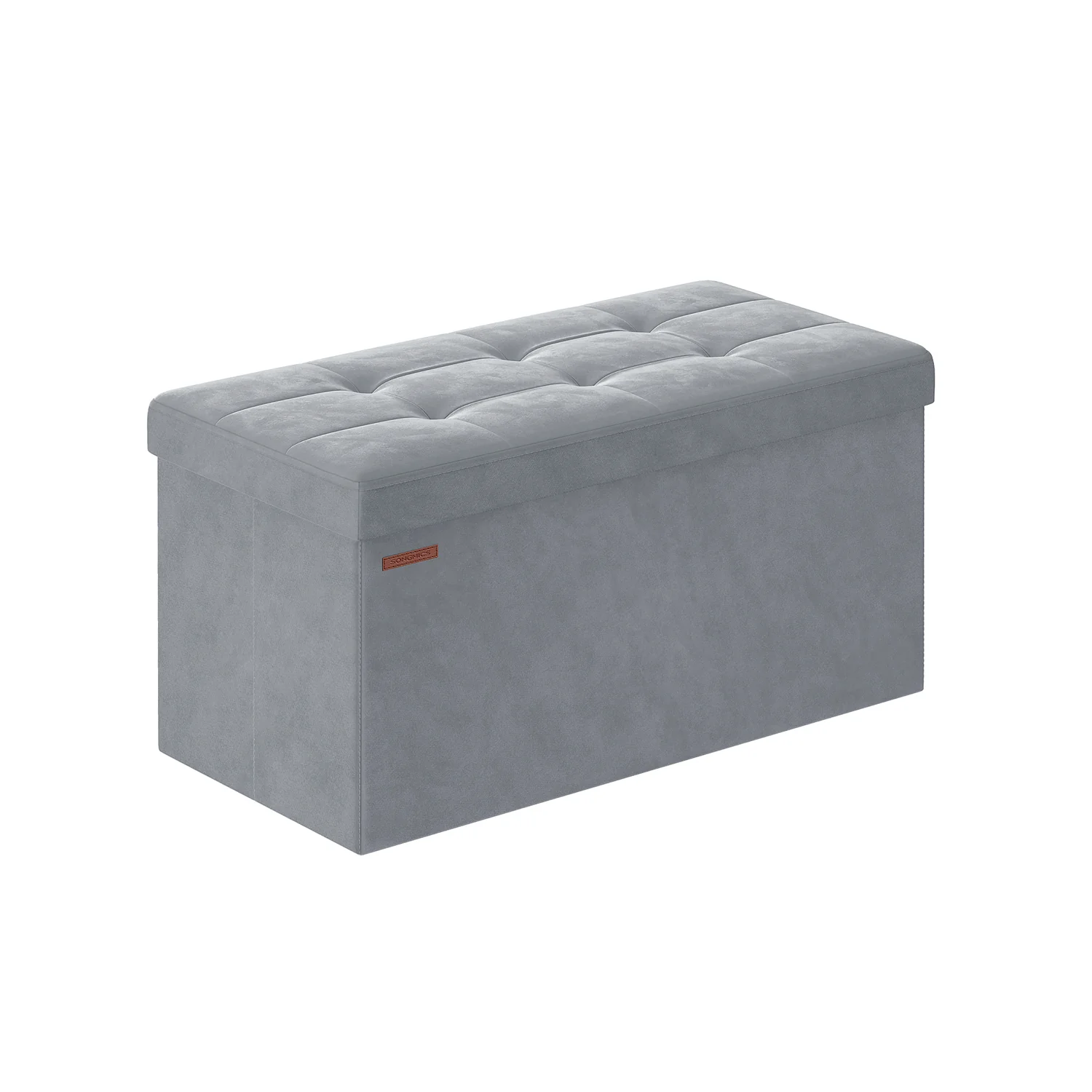 Banc de rangement en velours avec 2 boîtes - Image 2