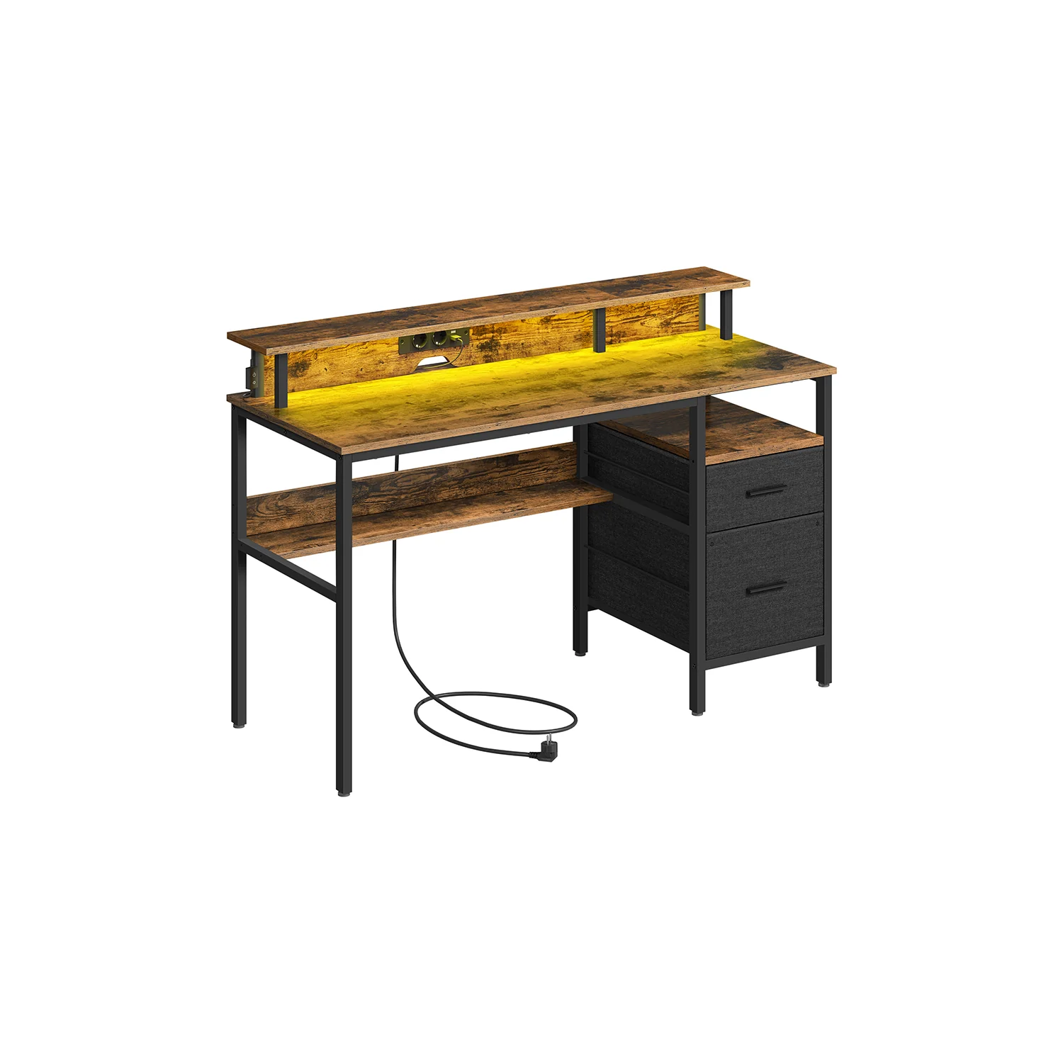 Bureau gaming avec lumières led et multiprise 2 tiroirs 2 ports usb - Image 2