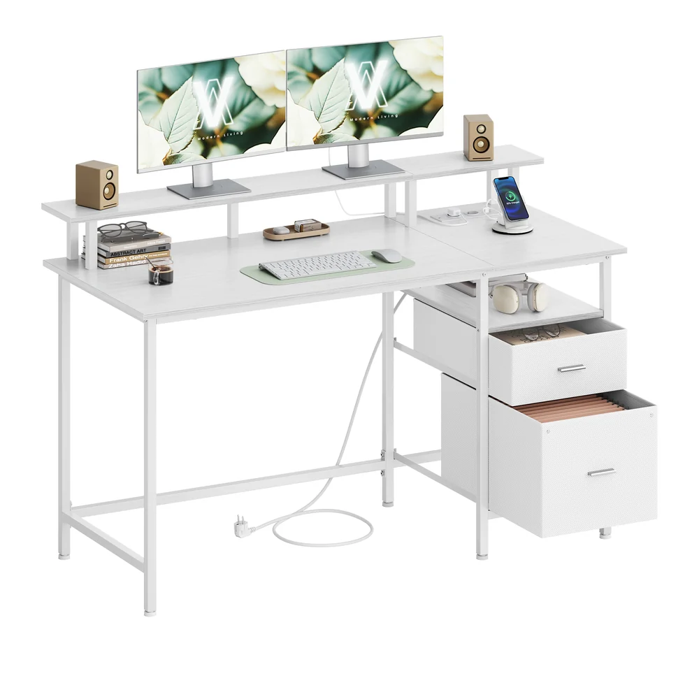 Bureau gaming avec lumières led et multiprise 2 tiroirs 2 ports usb - Image 3