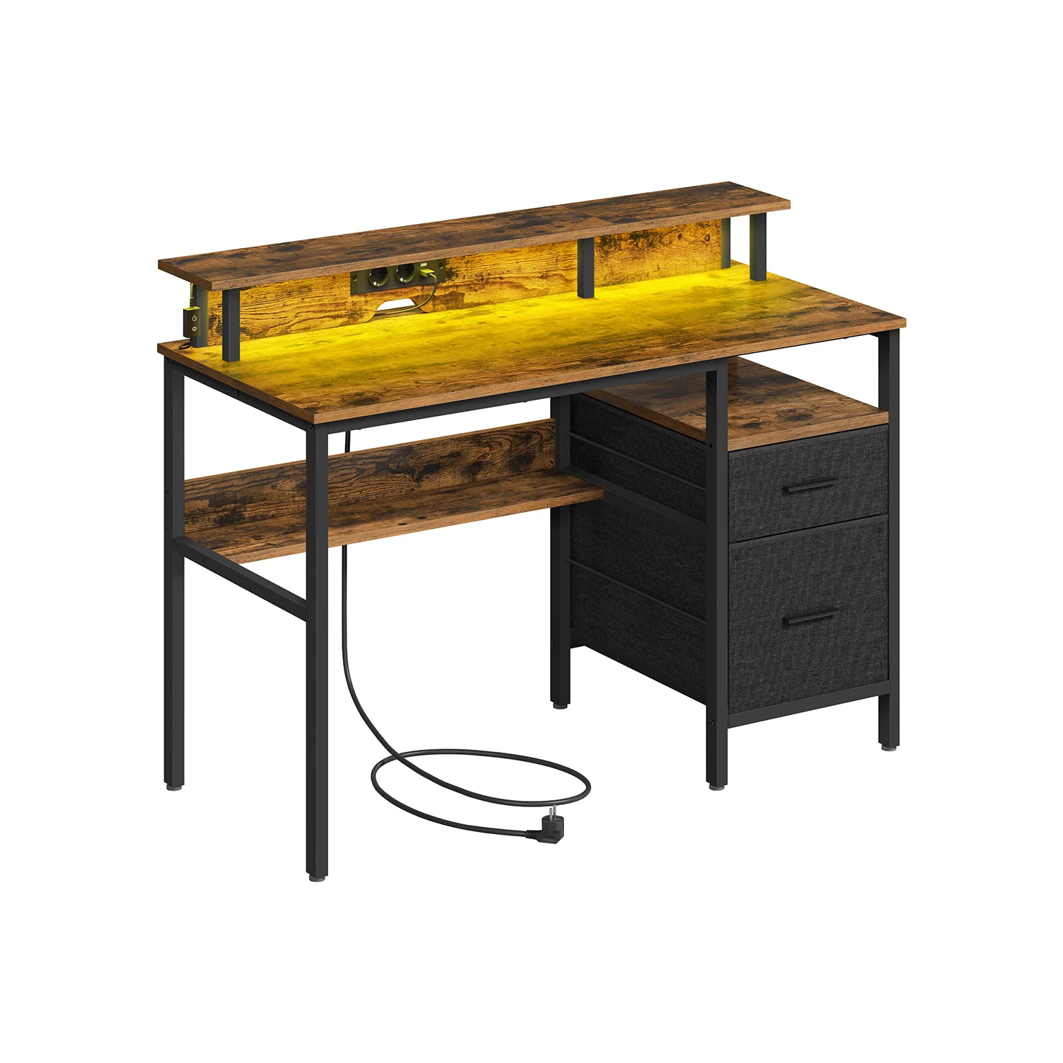Bureau gaming avec lumières led et multiprise 2 tiroirs 2 ports usb - Image 5