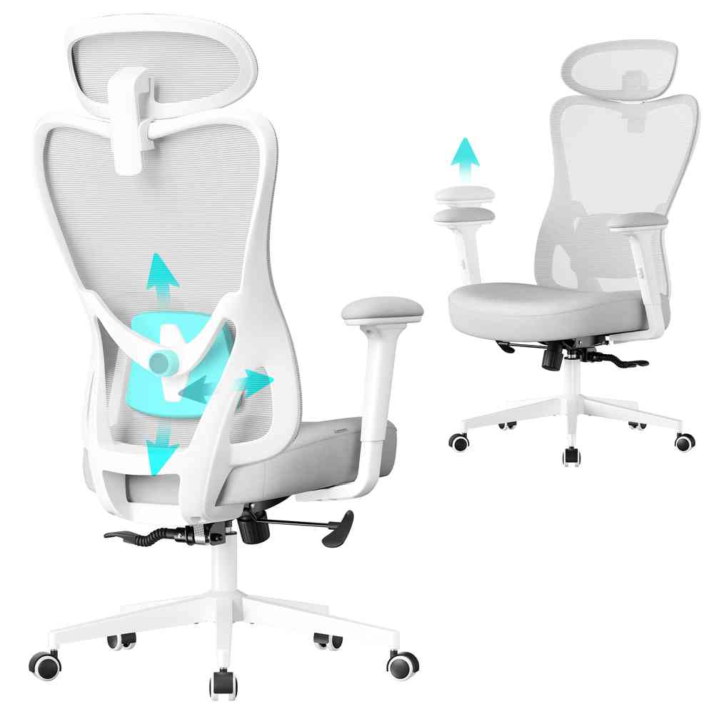 Fauteuil de bureau ergonomique avec appui-tête et soutien lombaire - Image 3