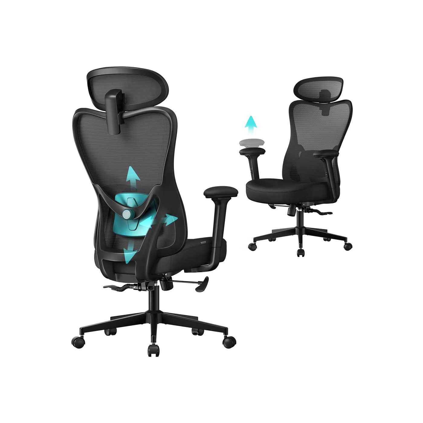 Fauteuil de bureau ergonomique avec appui-tête et soutien lombaire - Image 2