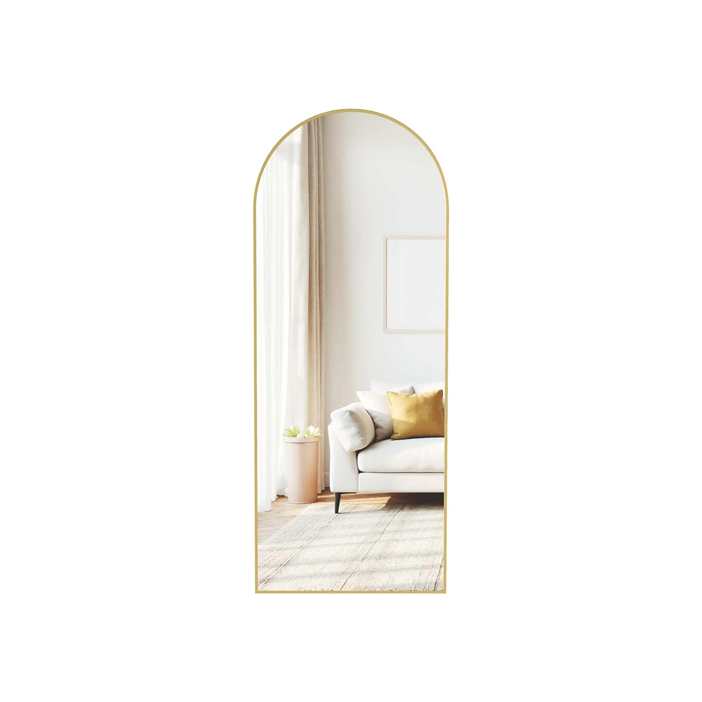 Miroir sur Pied en Forme d'Arc en Alliage d'Aluminium et Verre - Image 2