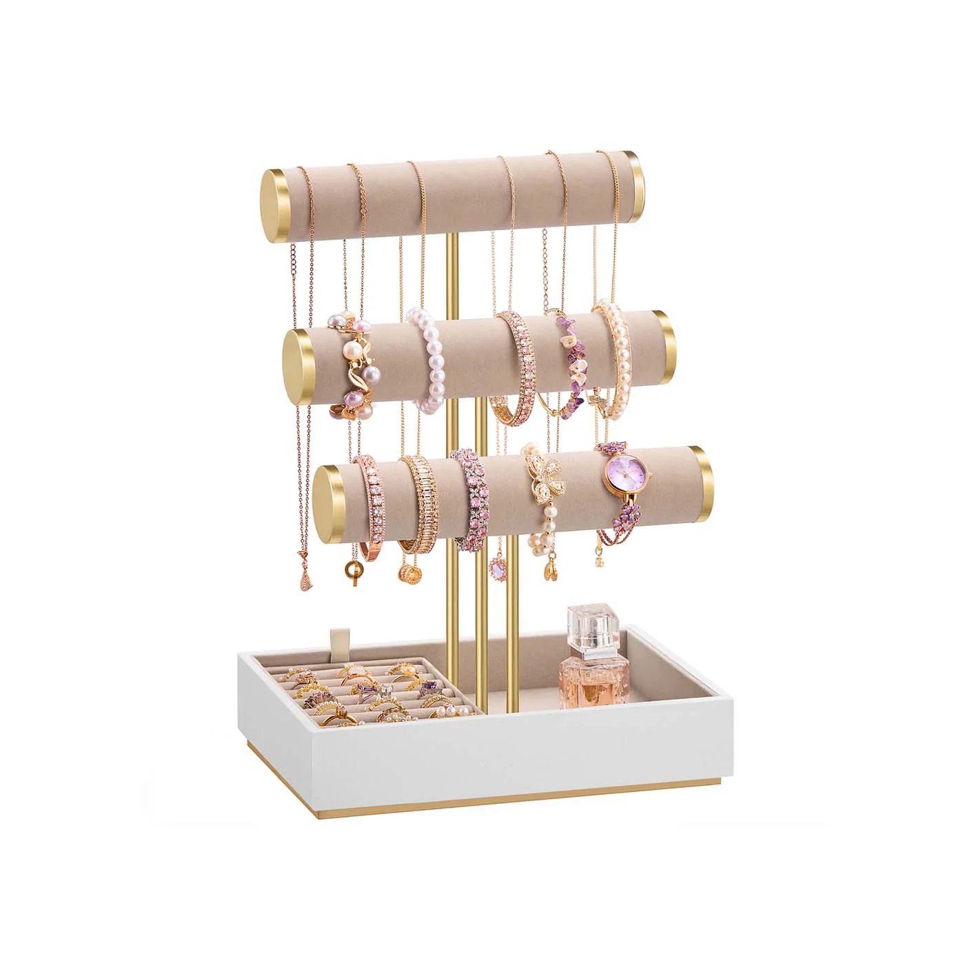 Présentoir à bijoux trois niveaux pour bracelets et accessoires