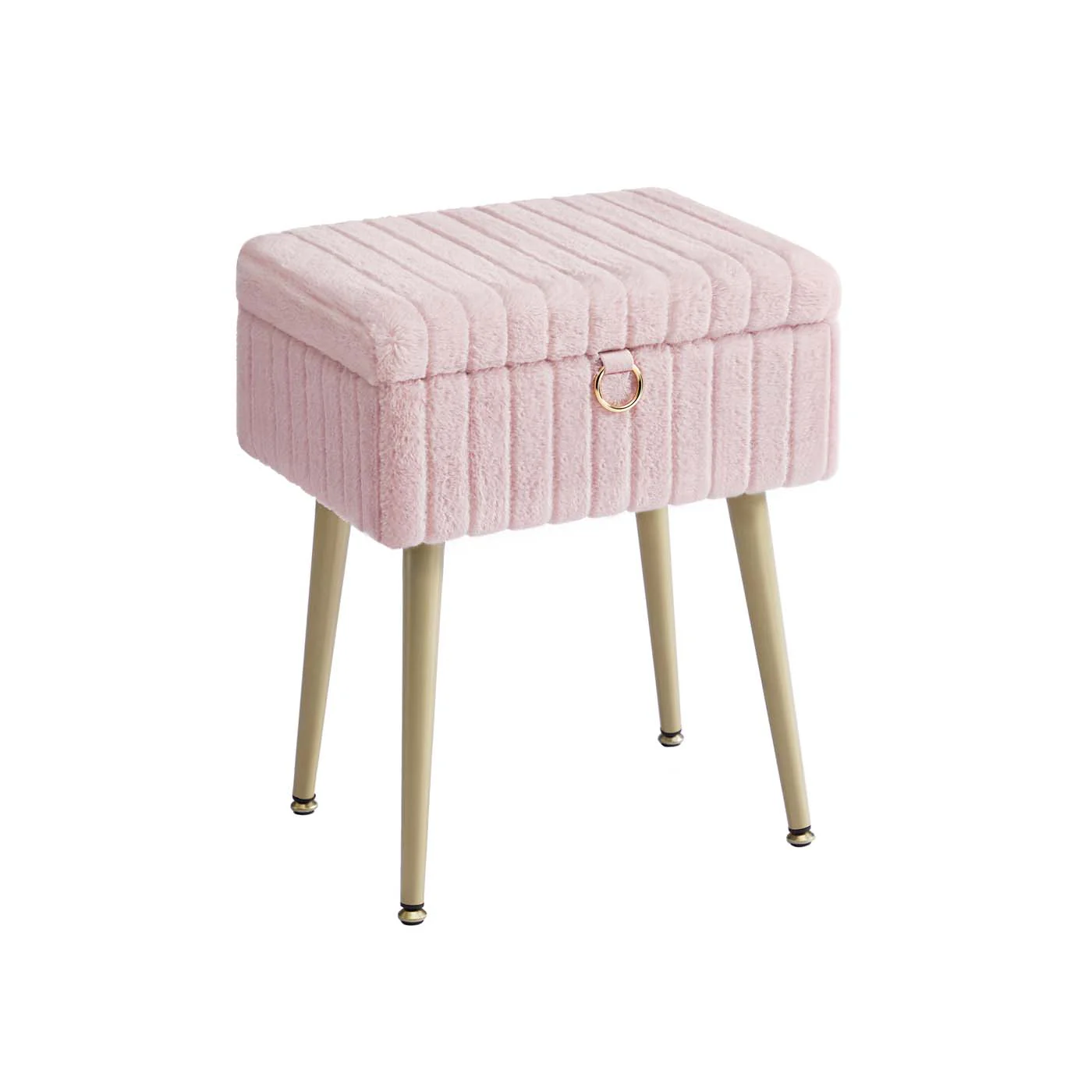 Tabouret de coiffeuse avec rangement et pieds réglables rembourré - Image 2