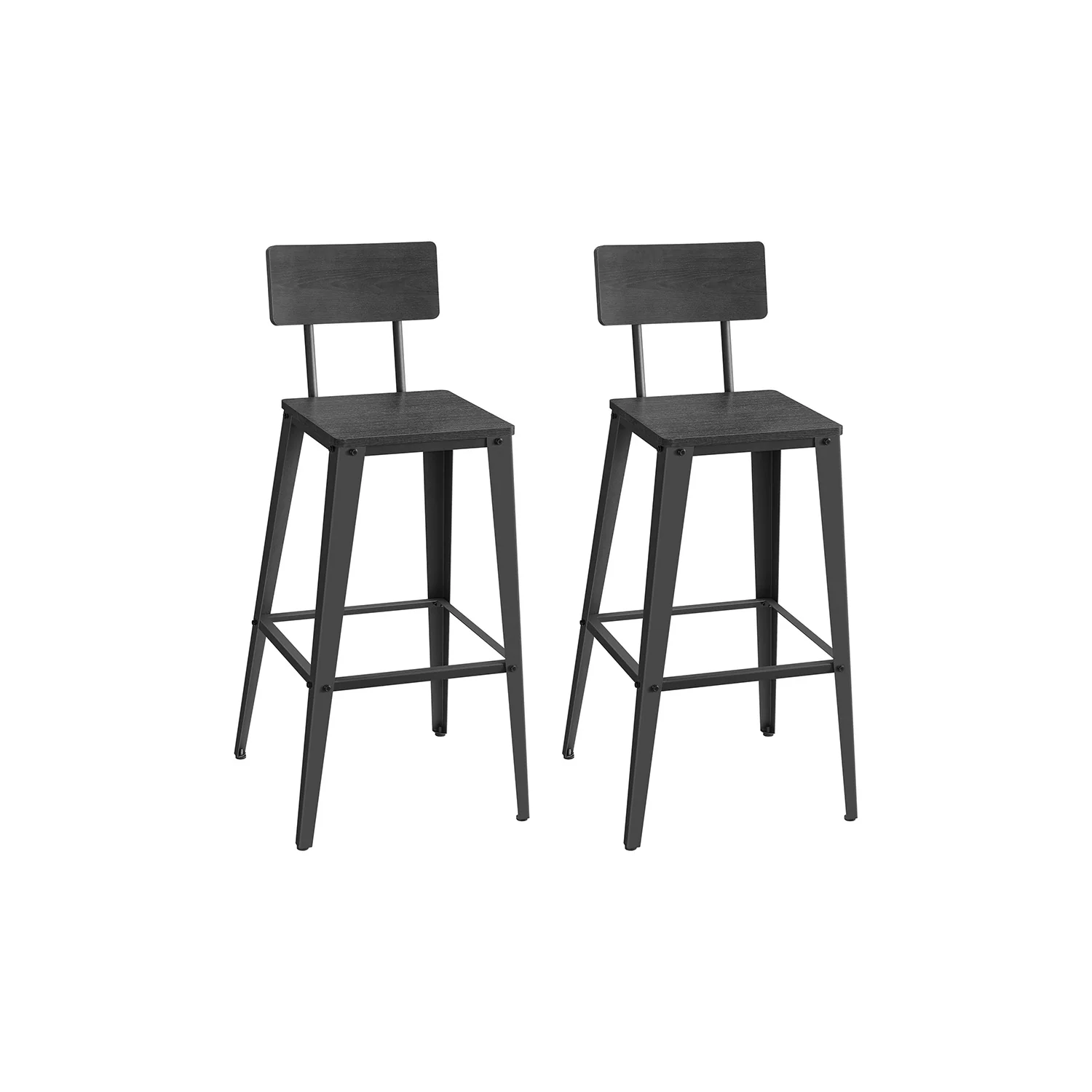 2 Tabourets de bar avec dosier industriel - Image 2