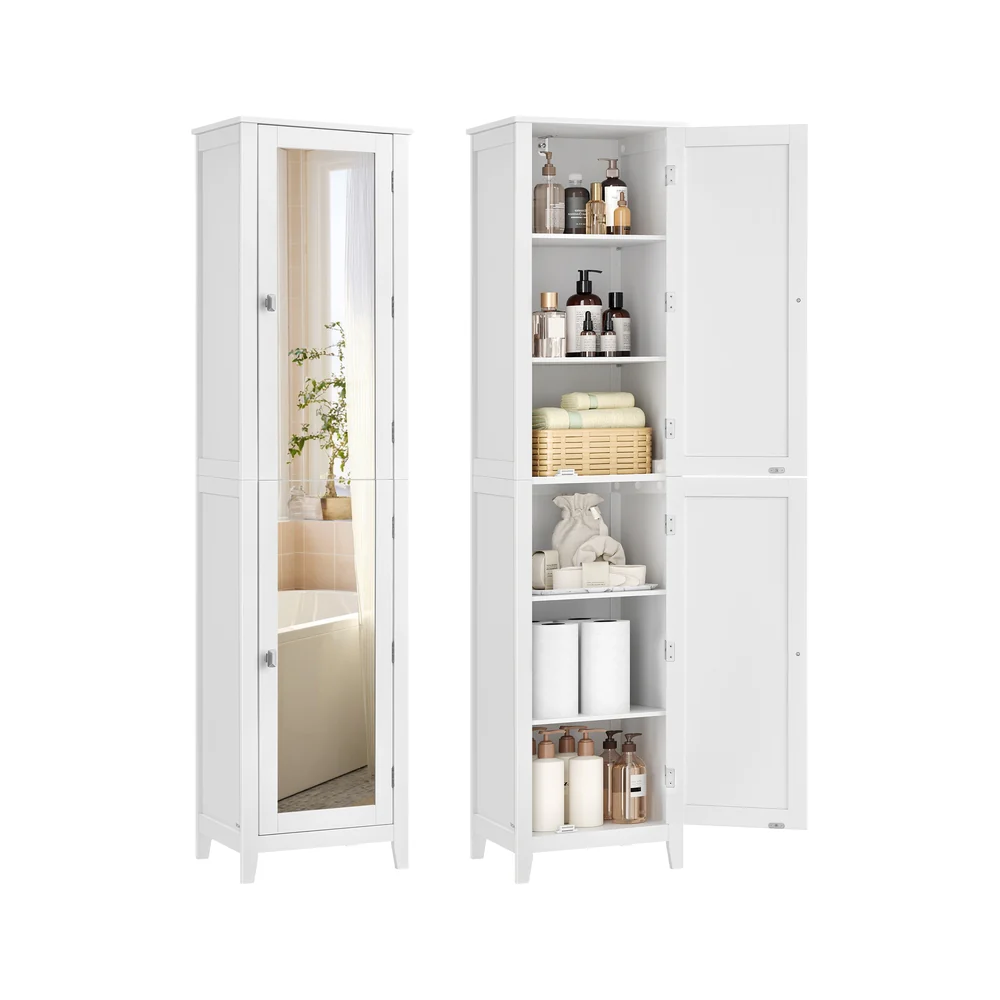 Armoire de salle de bain avec miroir et étagères réglables