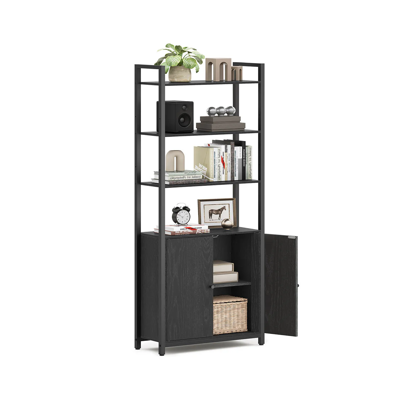 Bibliothèque verticale à 6 niveaux avec porte structure en métal