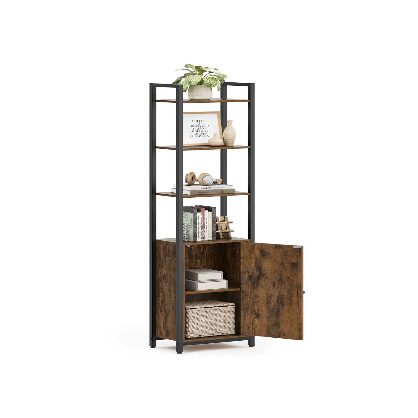 Bibliothèque verticale à 6 niveaux avec porte structure en métal - Image 4