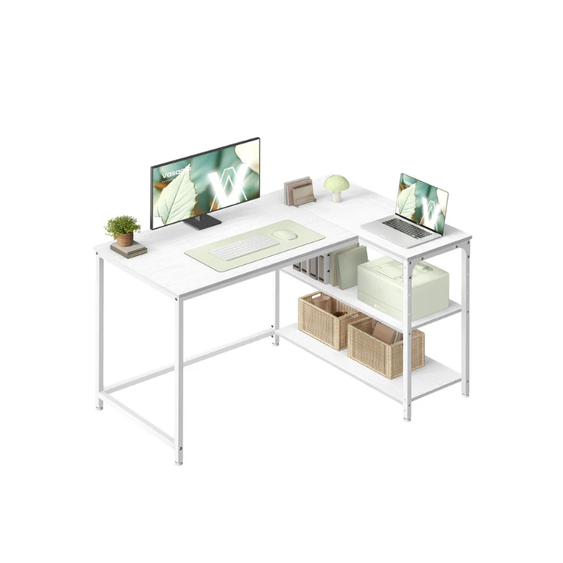Bureau de Gaming en Forme de L avec Hauteur Réglable et Étagère Rabattable - Image 3