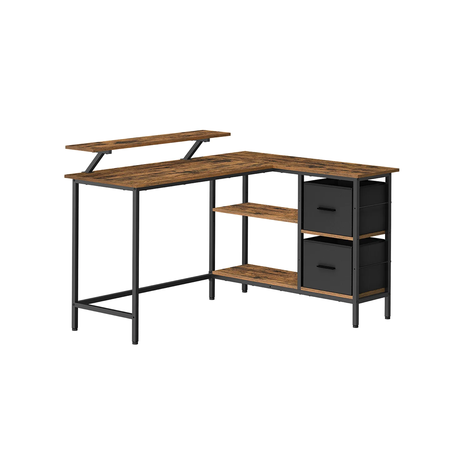 Bureau en Forme de L avec 2 Tiroirs Spacieux - Image 3