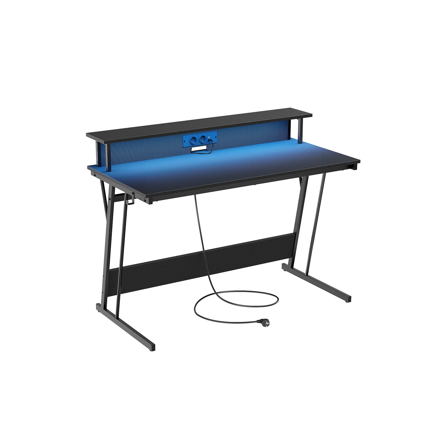 Bureau gaming avec led et multiprise pour 2 ordinateurs - Image 3