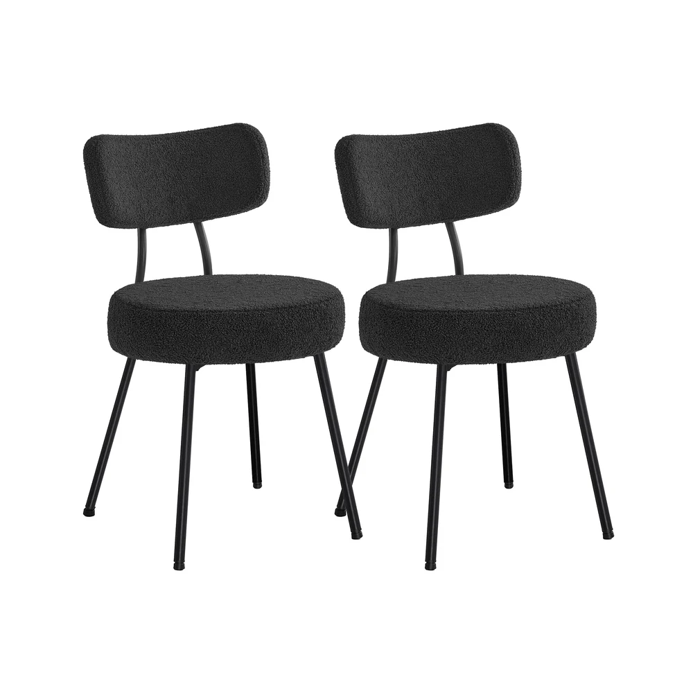 Chaises salle à manger élégantes en tissu peluche et acier - Image 2