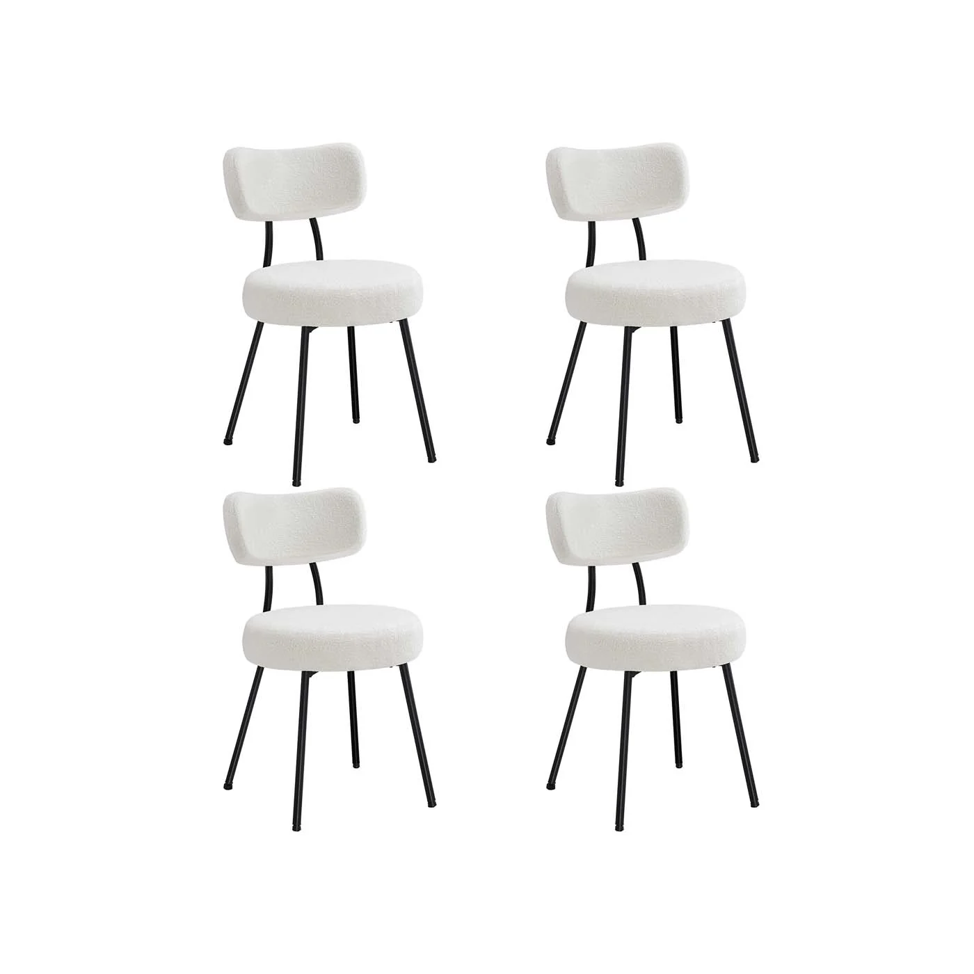Chaises salle à manger élégantes en tissu peluche et acier - Image 3