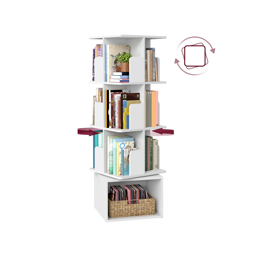 Custos Collection - Bibliothèque rotative avec étagères ouvertes pratiques