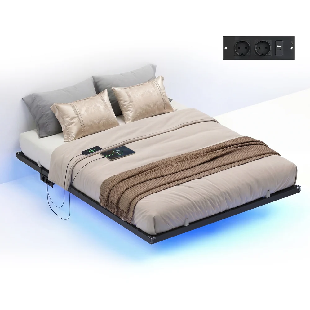 Lit Flottant avec Éclairage LED et Station de Charge Amovible - Image 2