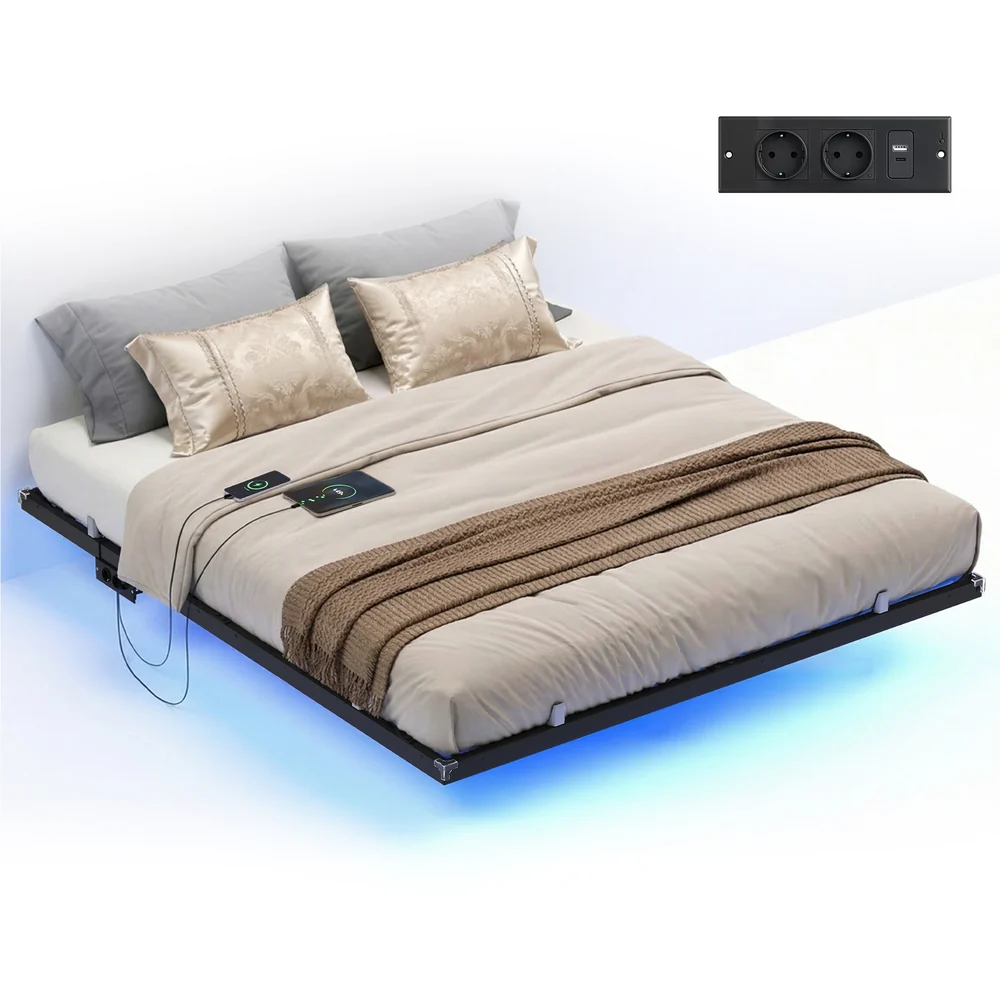 Lit Flottant avec Éclairage LED et Station de Charge Amovible - Image 3