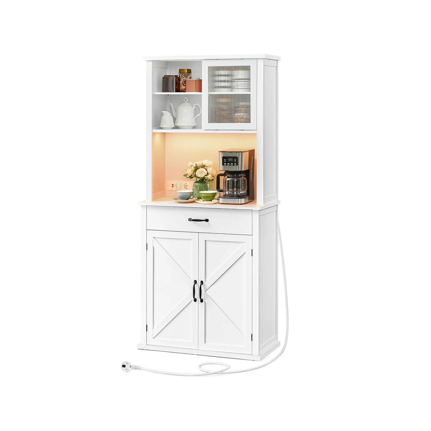 Meuble de rangement cuisine avec lumières et chargeur - Image 2