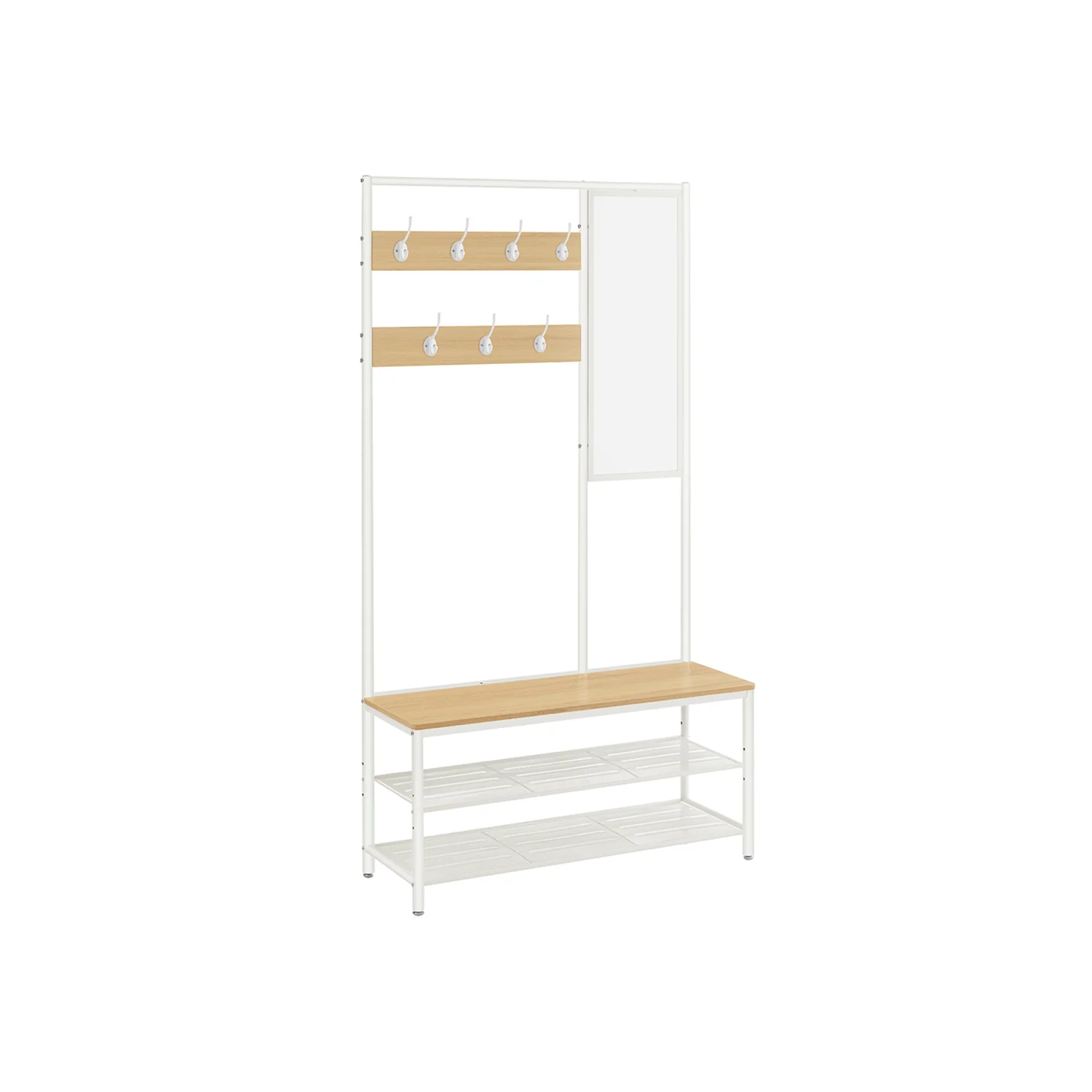 Meuble d'entrée avec crochets miroir étagère - Image 2