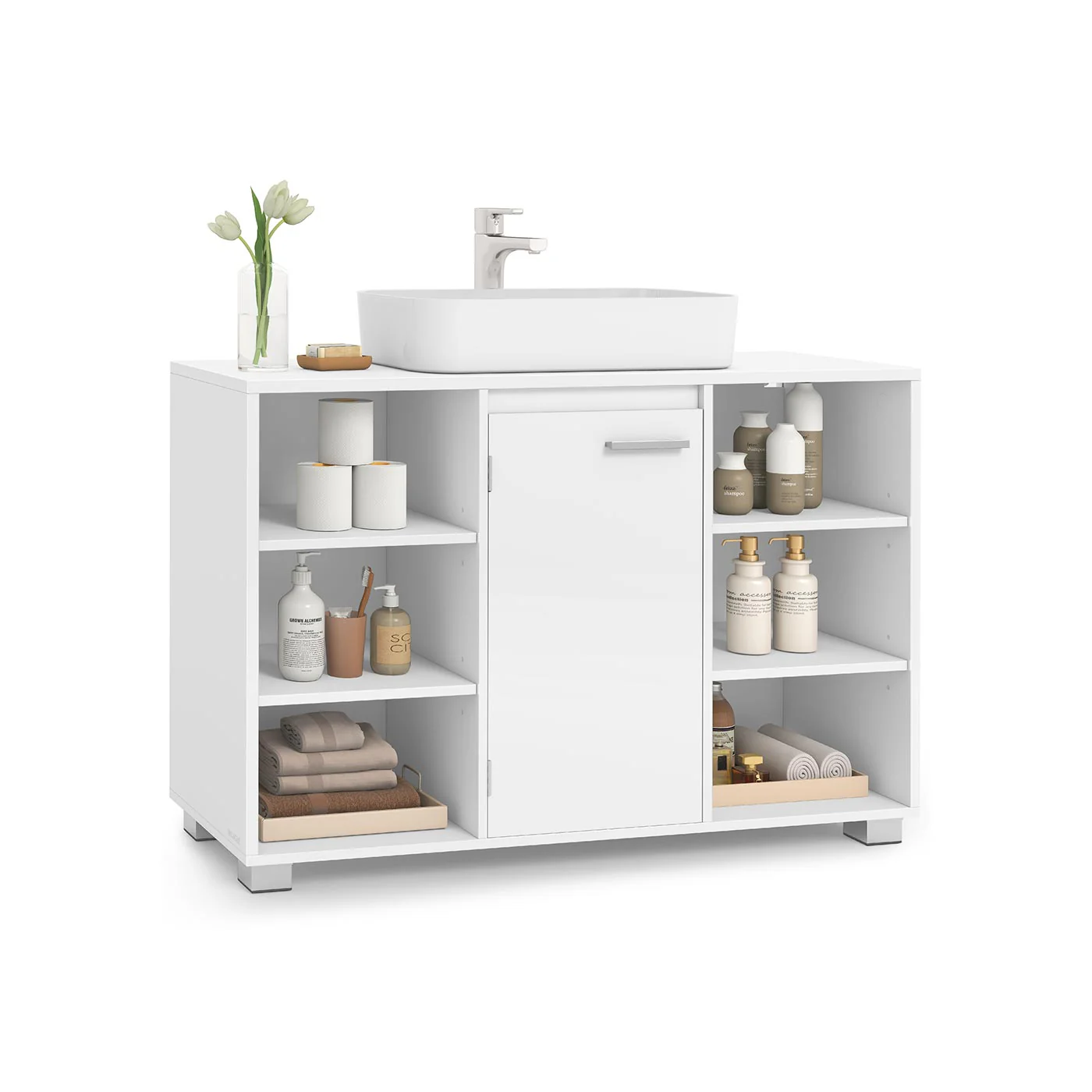 Meuble sous lavabo moderne avec étagères réglables