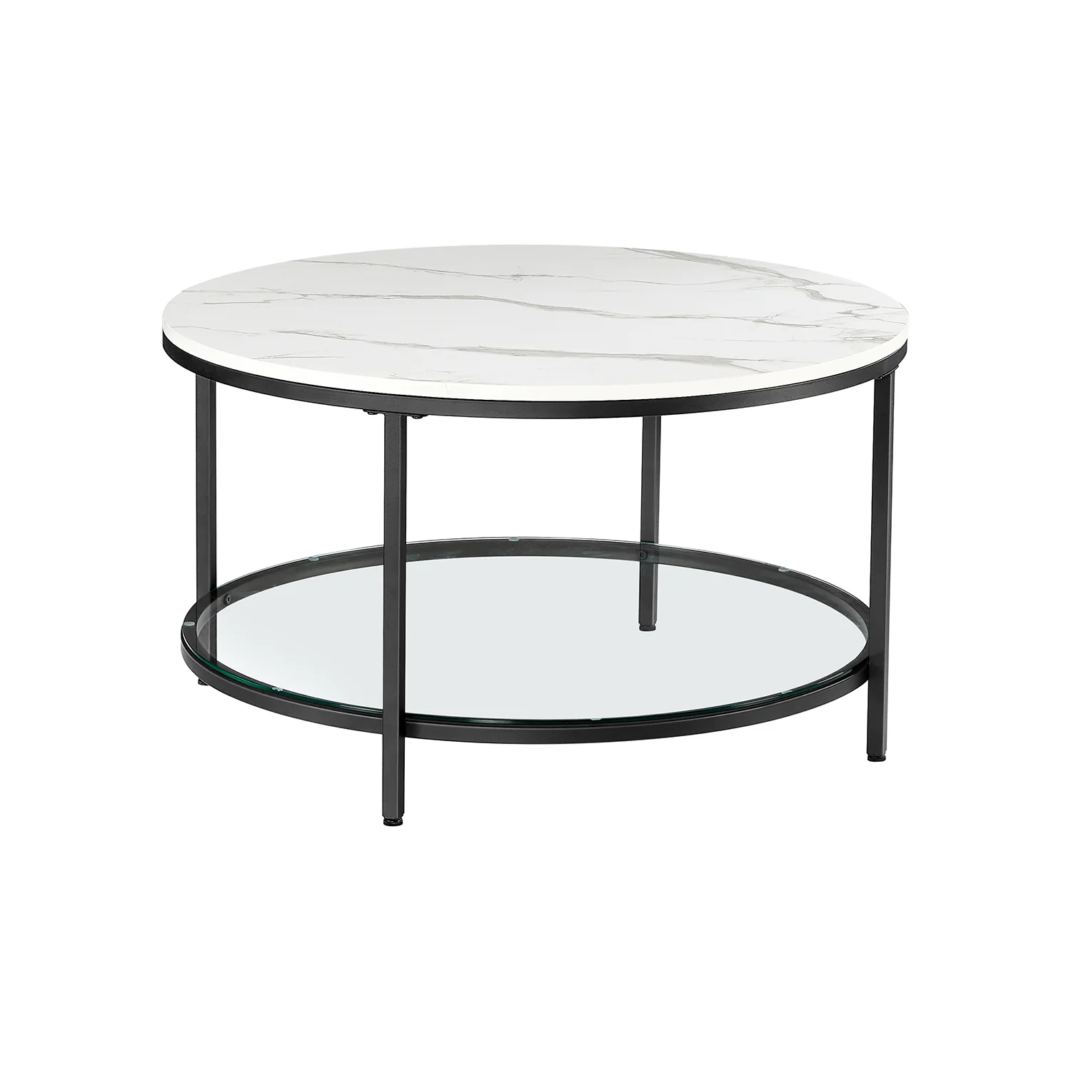 Table basse style moderne blanc marbré et doré métallique - Image 4