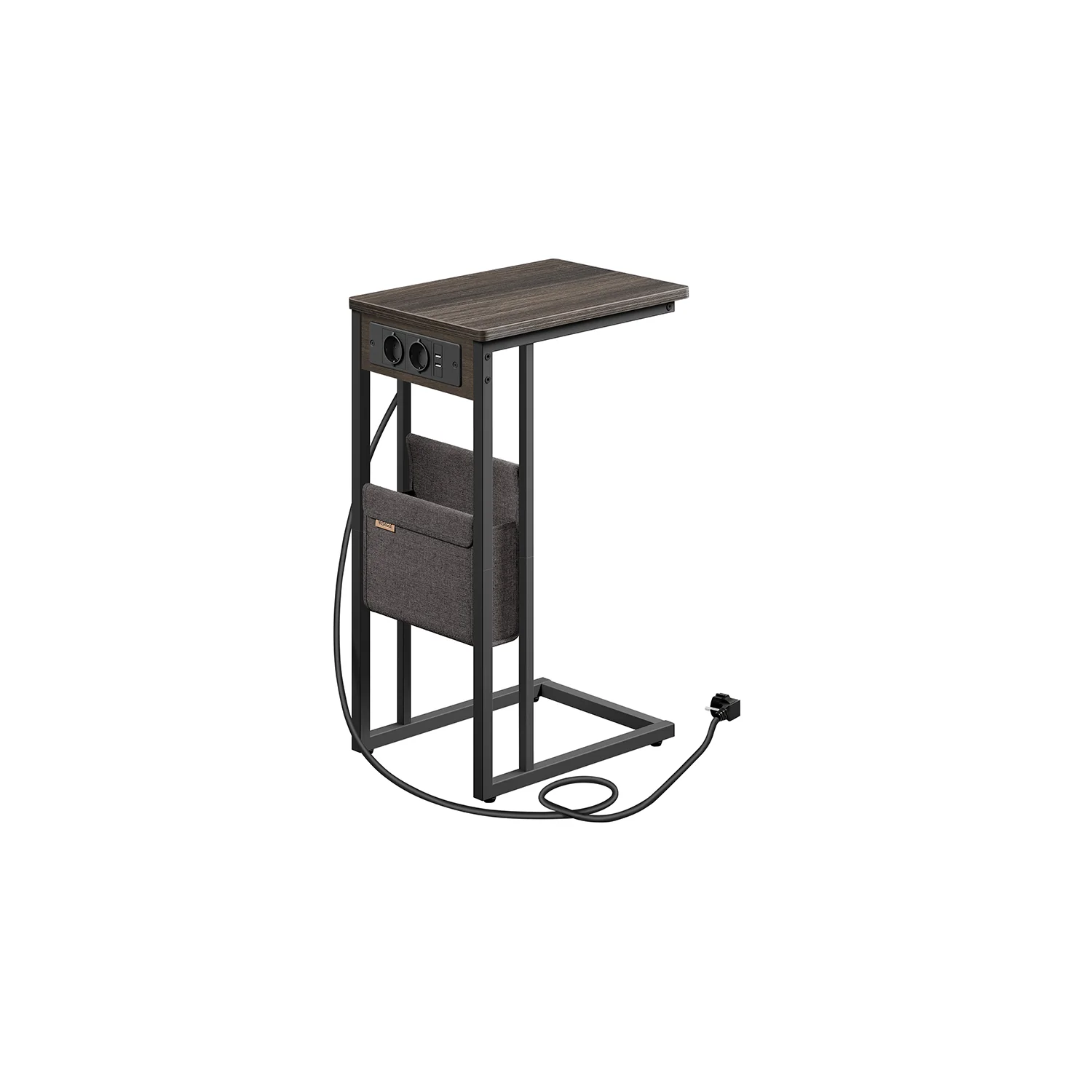 Table d’appoint en forme de c 2 ports usb et prises - Image 3
