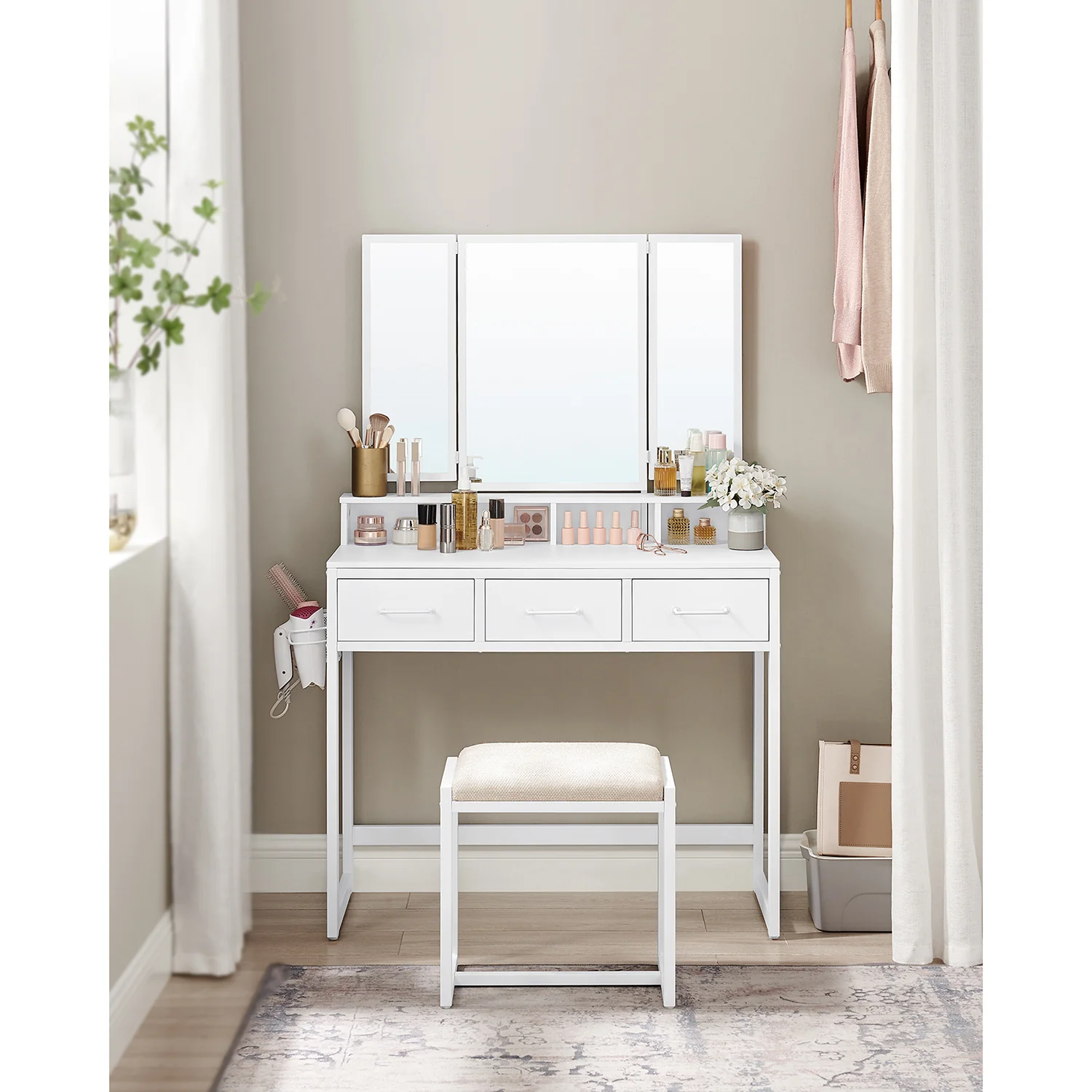Table de maquillage avec tabouret - Image 4