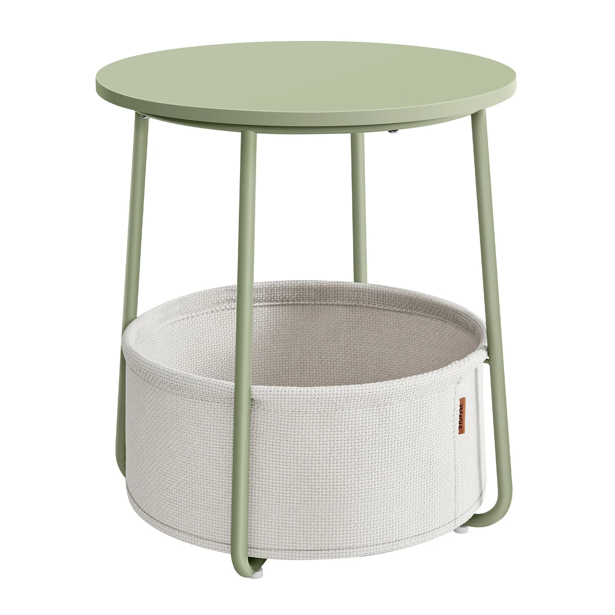 Petite Table Basse Ronde avec Panier en Tissu - Image 2